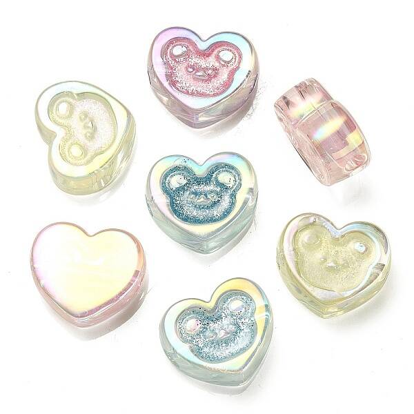 UV Plating Rainbow Iridescent Acrylic Beads
