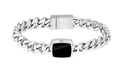 Hugo Boss Bracciale Moda In Acciaio Con Onice Odell 1580650 - Lunghezza: 19 Cm