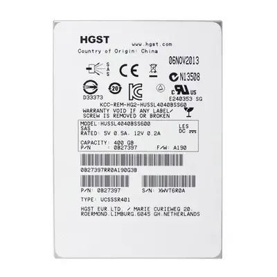 HGST 0B27397 | Ultrastar SSD400S.B Series 400GB Single-Level Cell SAS 6Gb/s 2.5-inch Solid State Drive