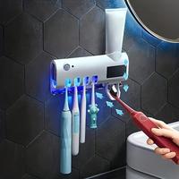Wall Mounted Smart Toothbrush Holder, Rechargeable Smart Toothbrush Disinfector, Automatic Squeeze Toothpaste Dispenser, Bath...