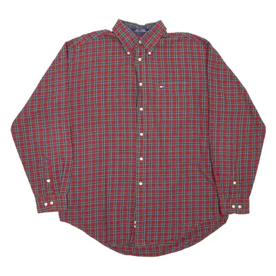 TOMMY HILFIGER Mens Shirt Red Check Long Sleeve L