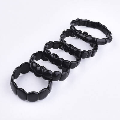Natural Dyed & Heated Black Agate Stretch Bracelets