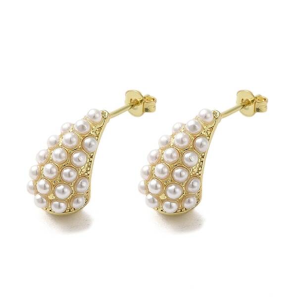 Rack Plating Brass Teardrop Stud Earrings