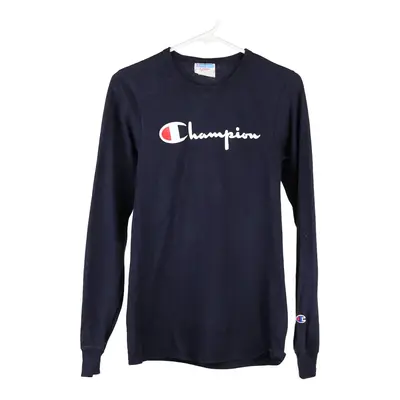Champion Spellout Long Sleeve T-Shirt - XS Blue Cotton