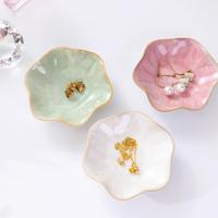 Ceramic Jewelry Storage Tray, 1 Count Irregular Shaped Jewelry Key Sundries Storage Holder, Home Organizer for Living Room Be...