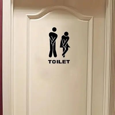 Summer Toilet Sign Sticker, 1 Count Man Woman Toilet Sticker, Diy Decorative Removable Bathroom Vinyl Decal Sticker, Bathroo...