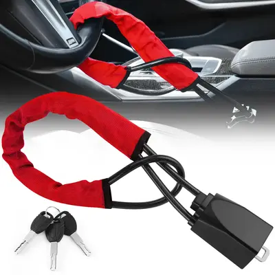Car Steering Wheel Safety Belt Lock with 3 Keys, Universal Anti-theft Car Steering Wheel Lock, Car Security Lock for Most V...