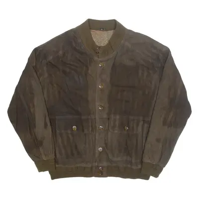 Mens Bomber Jacket Brown Leather XL
