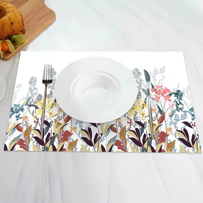 White Red Yellow Leaves Vintage Set Of 4 Placemats - Aperturee