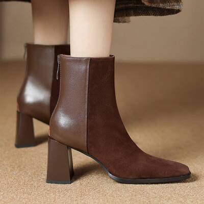 CHIKO Agata Square Toe Chunky Heels Ankle Boots