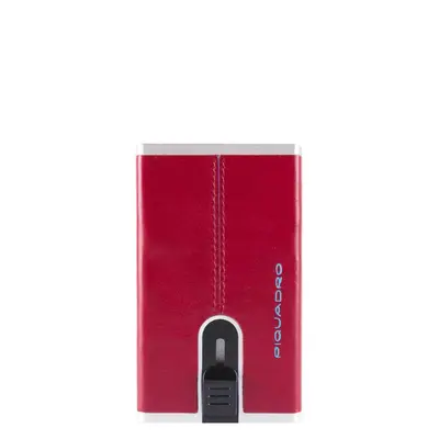 Piquadro PP4825B2R-R Red Leather Credit Card Holder with Square Sliding System for Men