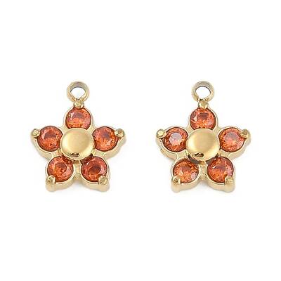 304 Stainless Steel Micro Pave Cubic Zirconia Pendants