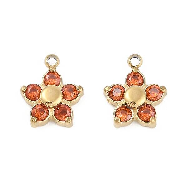 304 Stainless Steel Micro Pave Cubic Zirconia Pendants