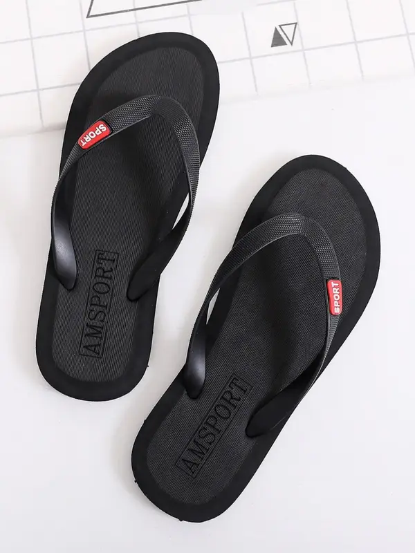 Men's Summer 2024 Letter Design Flip Flips As Gift for Dad, Toe Thong Non-slip Slippers, Casual Soft Comfortable Home Flip Fl...