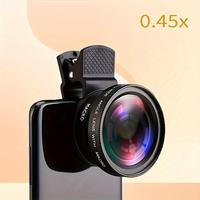 Cell Phone Lens Accessory, 2-in-1 Clip-on Cell Phone 0.45x Wide Angle + Macro Lens HD Smartphone Close-up Shooting Accessory