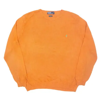 POLO RALPH LAUREN Tall Mens Jumper Orange Tight Knit 2XL