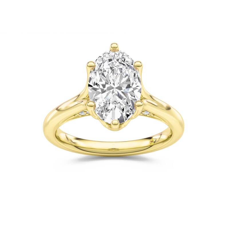 Alina Oval Lab Grown Diamond Engagement Ring | 18K Yellow Gold 2 1/2 CT. TW.
