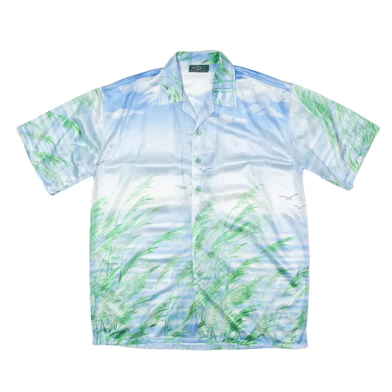 NEIK Mesh Shirt Blue 90s Short Sleeve Mens L
