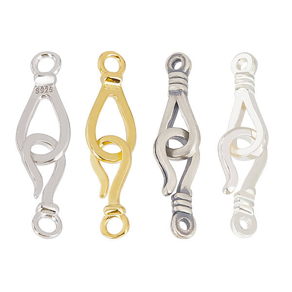 4 Sets 4 Styles 925 Sterling Silver Hook Clasps