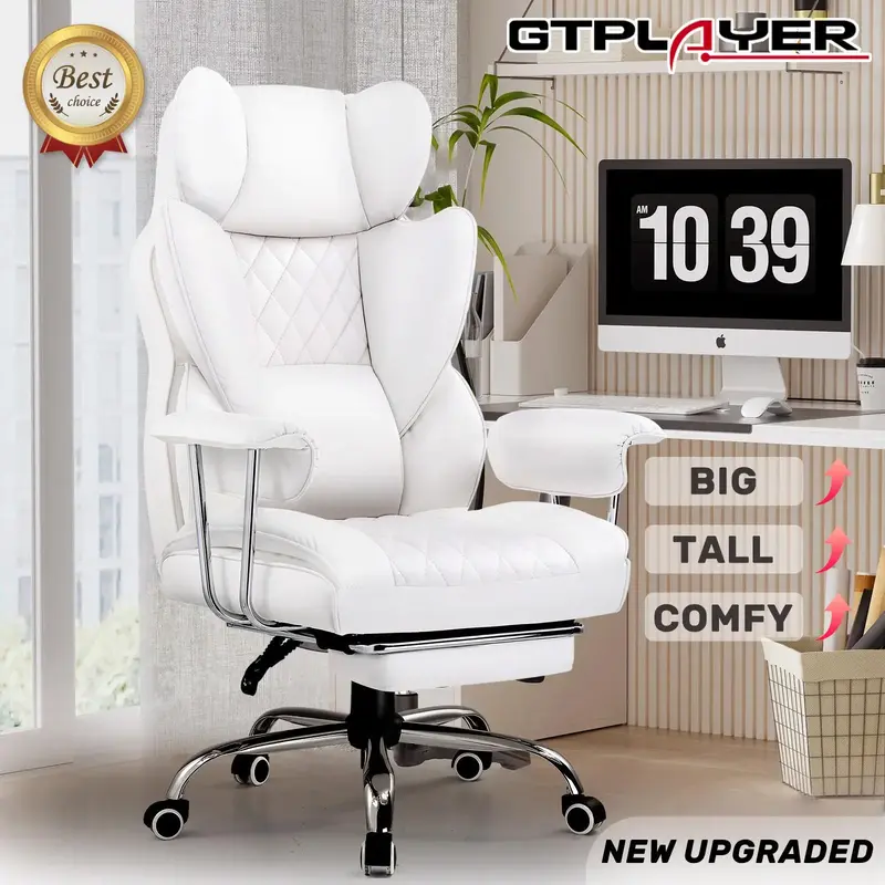 【Dealsforyou】GTPLAYER Big and Tall Office Chair with Pocket Spring Lumbar Support, Ergonomic Comfortable Wide Office Chai...
