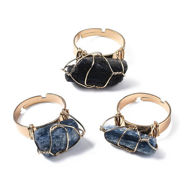 Adjustable Natural Kyanite Finger Rings