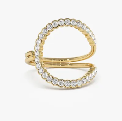 14k Unique Half Bezel 0.55 CT Diamond Ring