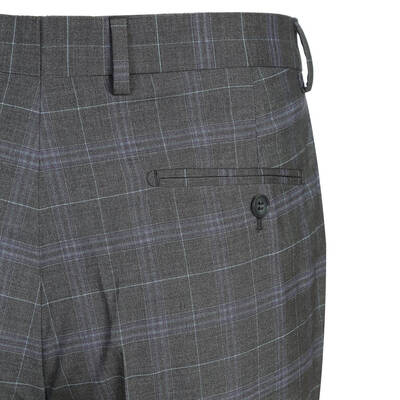 Classic Fit Men's Two-Button Suit - Dark Grey & Lavender Windowpane Plaid