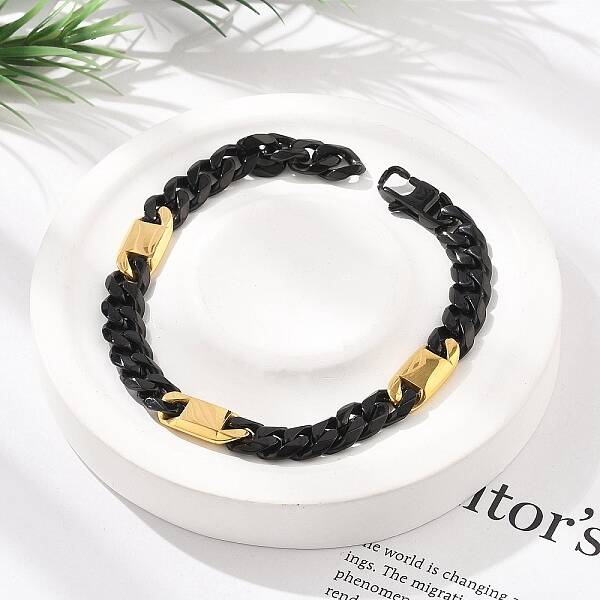 304 Stainless Steel Cuban Link Chains Bracelets for Women Men