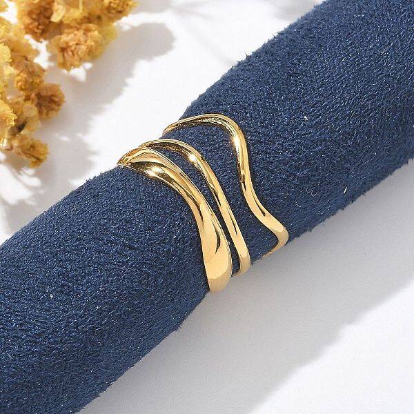 304 Stainless Steel Multilayer Open Cuff Rings for Women