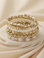 Women's Elegant Faux Pearl Decorated Beaded Bracelets, Trendy Exquisite Bracelet, Fashionable Jewelry As Birthday Gift for Gi...