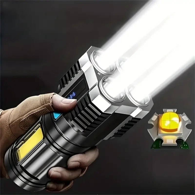 USB Rechargeable LED Flashlight, Portable Super Bright Flashlight with 4-Mode Adjustable Brightness, Portable Flashlight for...