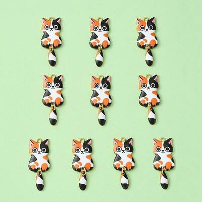 Light Gold Rack Plating Alloy Enamel Pendants