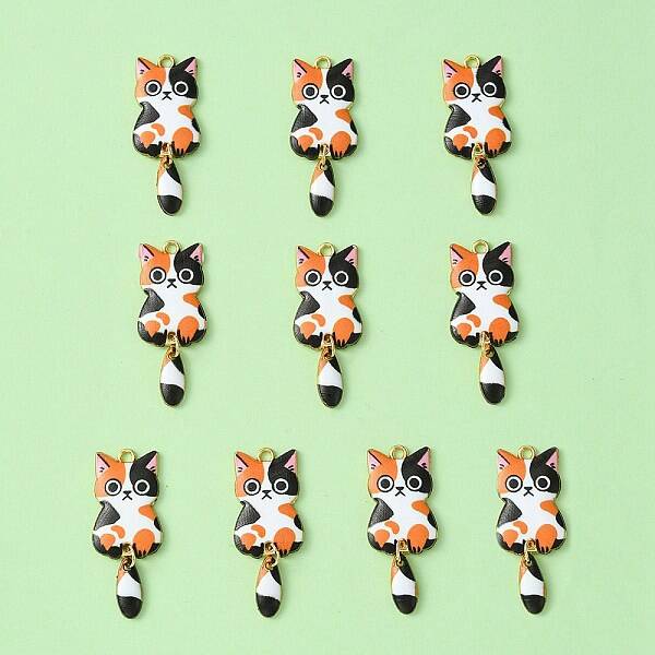 Light Gold Rack Plating Alloy Enamel Pendants
