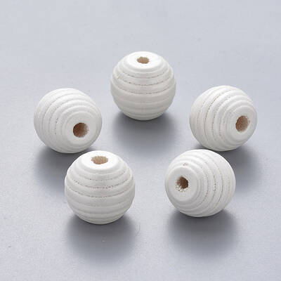Painted Natural Wood Beehive European Beads