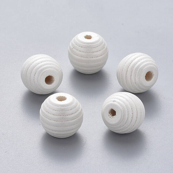 Painted Natural Wood Beehive European Beads
