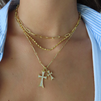 Evry Jewels 14K Gold Plated Evry Day Necklace Bundle for Women – 3 Piece Layered Set Featuring Double Cross Me, Don’t Get...