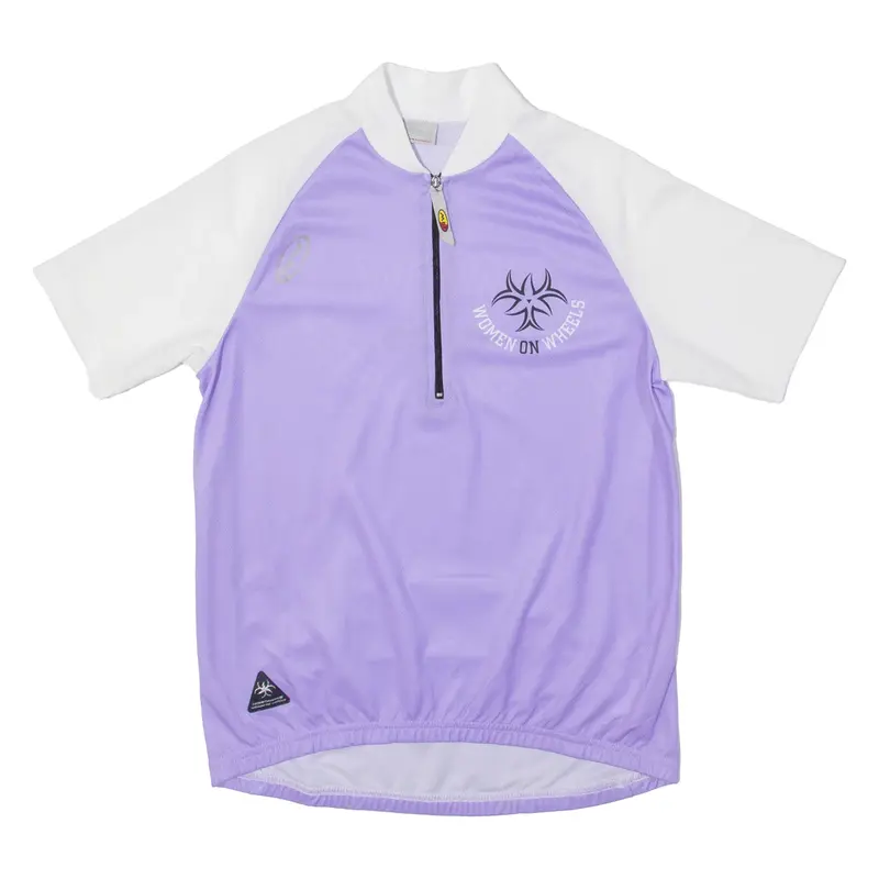 WOMEN ON WHEELS Cycling Womens Jersey Purple 1/2 Zip L