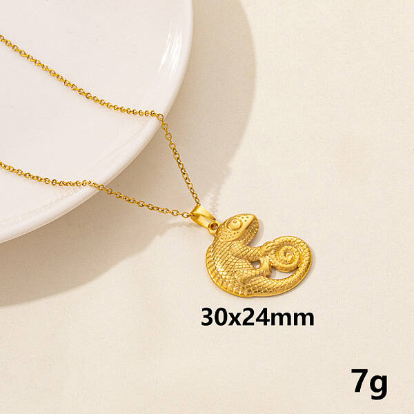 Stainless Steel Insect Gecko Pendant Necklace Unisex Jewelry