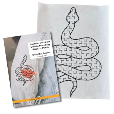 Socorro Society Sashiko Snake - Visible Mending Stick and Stitch Embroidery Pattern