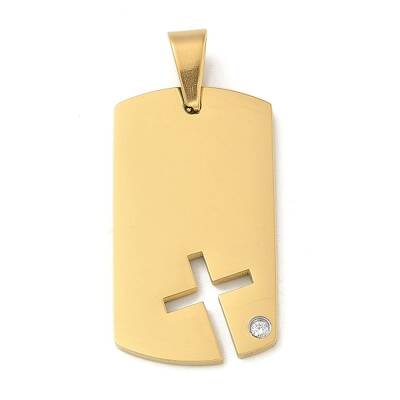 304 Stainless Steel Rhinestone Stamping Blank Tag Pendants