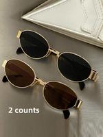 Women's Fashionable Metal Frame Oval Summer Trendy Sunglasses, Trendy Casual High Quality Classic Oval Sunglasses for Everyda...