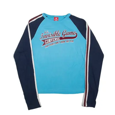 CONVERSE Invisible Game USA T-Shirt Blue Long Sleeve Girls 2XL