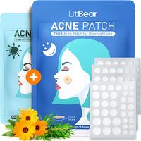LitBear Skincare Acne Pimple Patches- Day and Night 4 Sizes 180 Dots Thin & Thick Hydrocolloid Patches with Witch Hazel, Tea ...