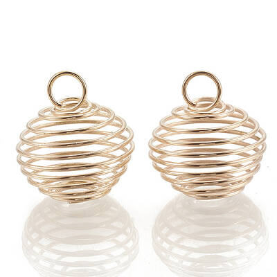 Hollow Lantern Iron Wire Bead Cage Pendants