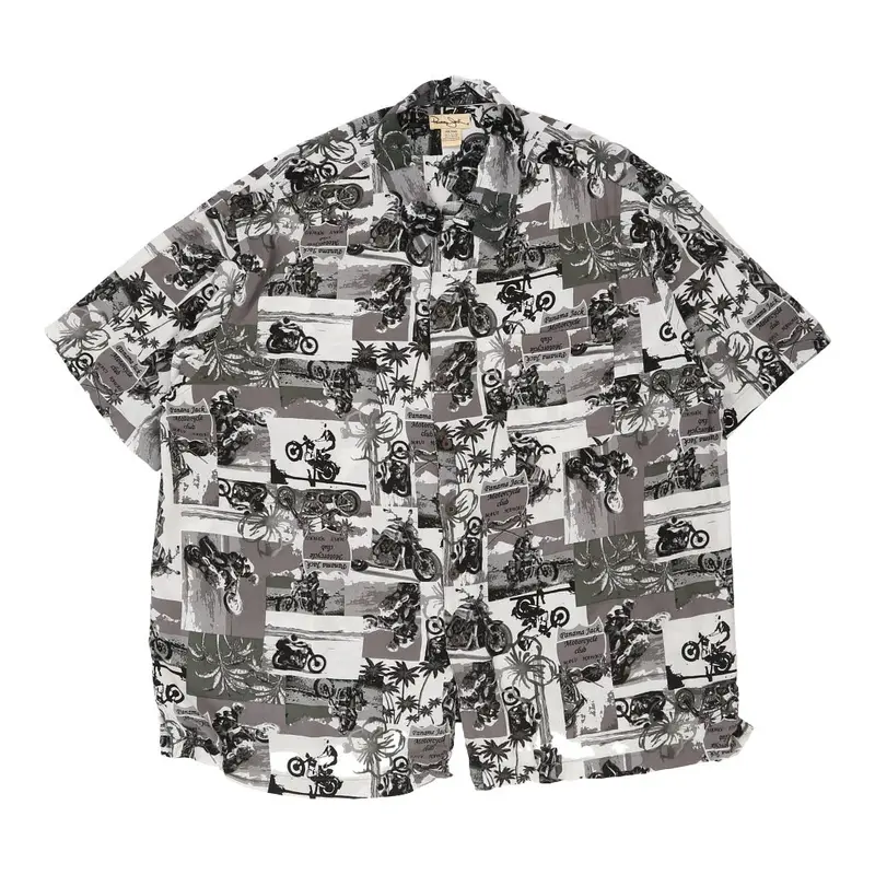 Panama Jack Hawaiian Shirt - 2XL Grey Viscose