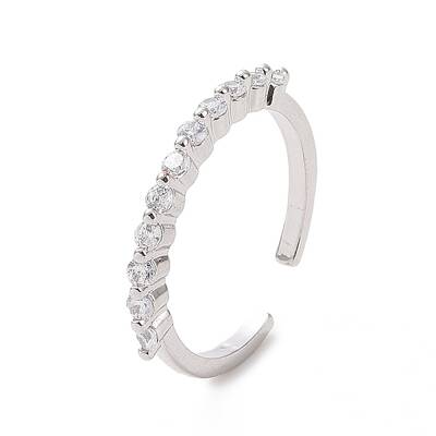 Clear Cubic Zirconia Open Cuff Ring