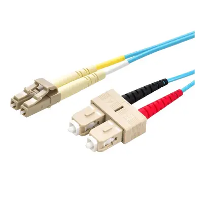 45899 Monoprice MM OM4 Fiber Optic Cable LC-SC UL 2mm 50/125 OFNR Duplex Aqua 50m