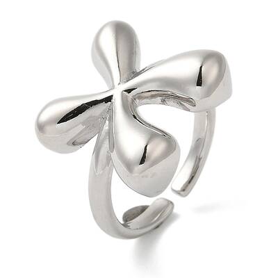 Initials Brass Open Cuff Ring for Women