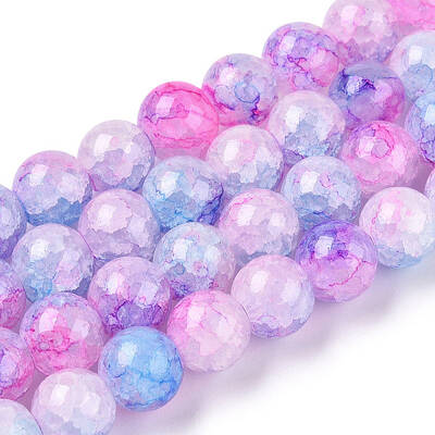 Baking Painted Crackle Glass Beads Strands