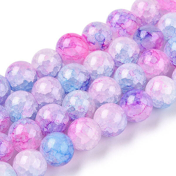 Baking Painted Crackle Glass Beads Strands